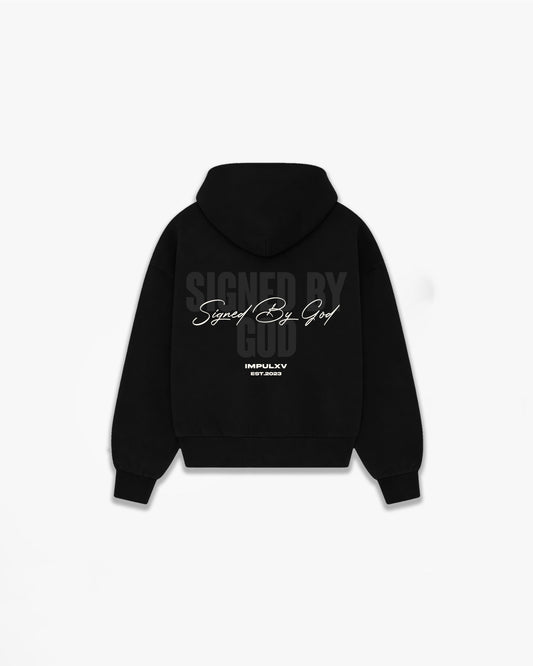 Signed By God Signature Double Zip Boxy Hoodie